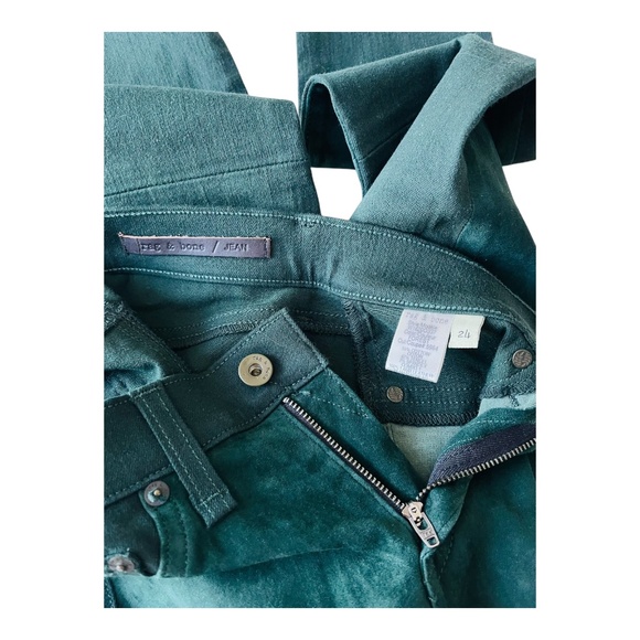 Rag & Bone Jean Hyde Skinny Lambs Leather Suede Green Teal Blue Green size 24 - Picture 11 of 12